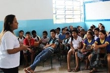 No bate-papo com os adolescentes, a magistrada falou um pouco sobre a prpria trajetria pessoal e abordou o tema Organi