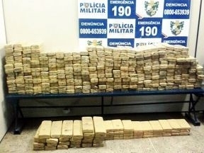 Droga apreendida totaliza meia tonelada e suspeita-se que tenha vindo do Paraguai