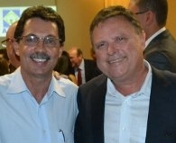 Presidente regional do PP, deputado Ezequiel Fonseca, e o senador Blairo Maggi (PR)