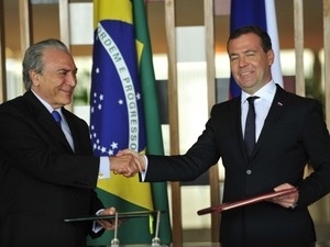 O vice-presidente Michel Temer participou de reuniu nesta quarta-feira com o primeiro-ministro russo,Dmitri Medvedev