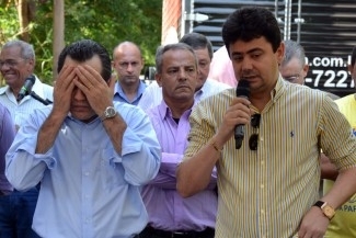Silval e Eder durante lanamento de obra da Copa