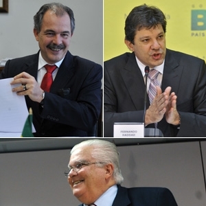 Acima: Aloizio Mercadante (esq.) e Fernando
