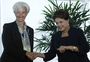 Dilma cumprimenta Lagarde, em seu gabinete, no Palcio do Planalto 