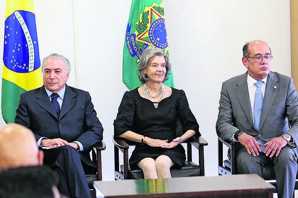 Michel Temer, Crmen Lcia e Gilmar Mendes