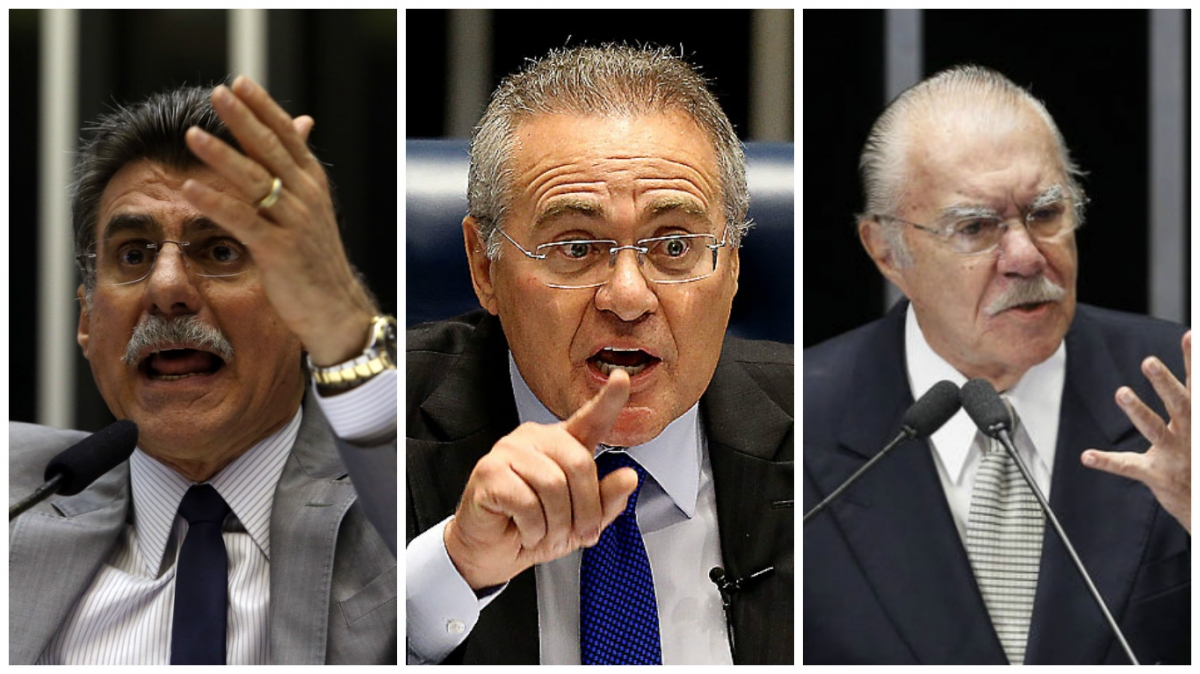 Da esquerda para a direita: Romero Juc, Renan Calheiros e Jos Sarney.