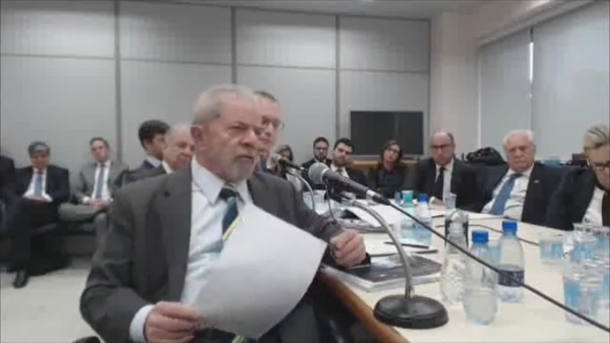 Lula em depoimento ao juiz Sergio Moro, em Curitiba.