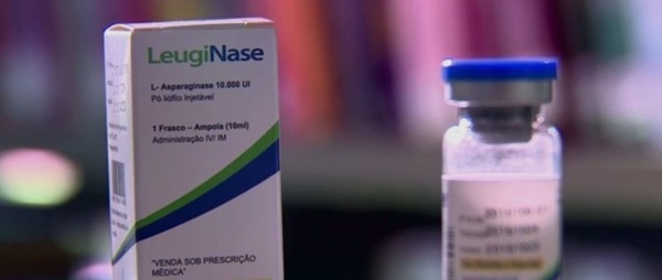Embalagem do medicamento Leuginase, importado pelo Ministério da Saúde para tratamento de câncer infantil