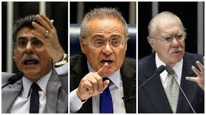 Da esquerda para a direita: Renan Calheiros, Jos Sarney e Romero Juc.