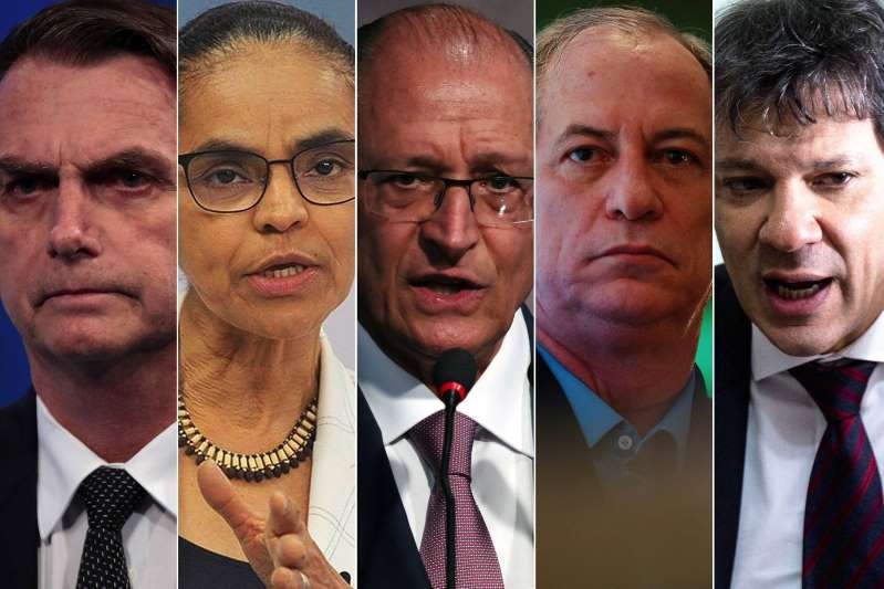 © VEJA Jair Bolsonaro (PSL), Marina Silva (Rede), Geraldo Alckmin (PSDB), Ciro Gomes (PDT) e Fernando Haddad (PT)