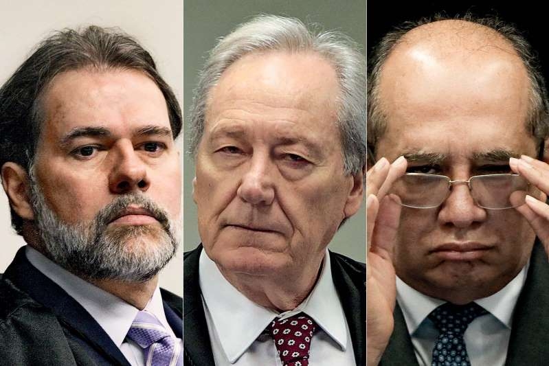 © VEJA Os ministros Dias Toffoli, Ricardo Lewandowski e Gilmar Mendes: trio concedeu decisões favoráveis a condenados na Operação Lava Jato