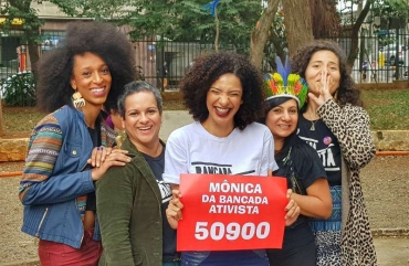 © Reprodução Representantes da Bancada Ativista, eleita em São Paulo: Erika Hilton, Raquel Marques, Mônica Seixas, Chirley Pankará e Paula Aparecida