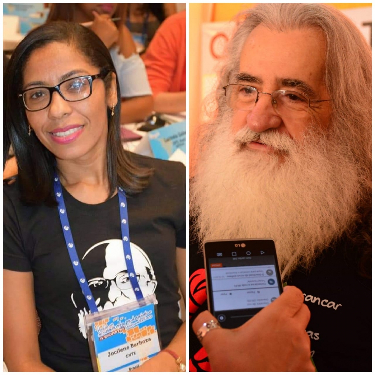 Jocilene Barboza dos Santos (à esquerda) e Julio Cesar Martins Viana (à direita) eram presidente e secretários do Sintep-MT — Foto: Facebook/Reprodução