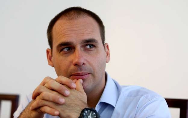  ERNESTO RODRIGUES/ESTADAO Um dos cinco filhos do presidente eleito Jair Bolsonaro, Eduardo tem 34 anos e  policial federal.