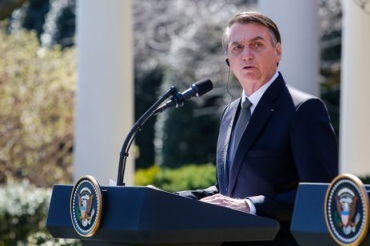 O presidente do Brasil, Jair Bolsonaro, durante uma entrevista coletiva no Rose Garden da Casa Branca, em Washington (EUA)