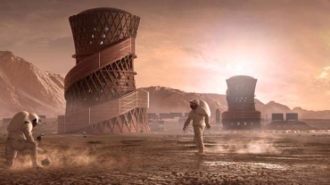 © Team SEArch Apis Cor Maquete de uma colônia humana no espaço criada com impressão 3D. Esta imagem pertence à proposta da Team SEArch Apis Cor, uma das ganhadoras do concurso da NASA