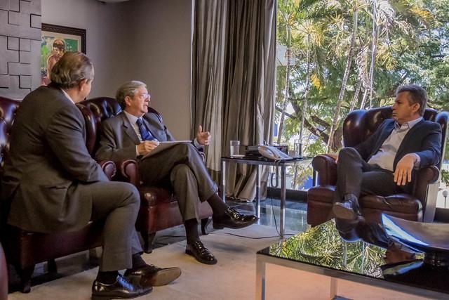 Governador Mauro Mendes e secretário César Miranda recebem embaixador do Chile, Fernando Schimidt, no Palácio Paiaguás - Foto : Christiano Antonucci