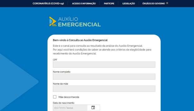 © Reprodução/Dataprev Para a consulta, é necessário informar CPF de quem pediu o benefício, nome completo, nome da mãe e data de nascimento, tudo como consta na base de dados da Receita Federal.