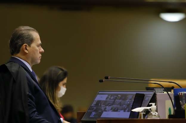 SCO/STF - O ministro Dias Toffoli no plenrio. Colegiado j tem maioria pela manuteno do inqurito das fake news